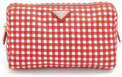 Authentic PRADA Gingham Cosmetic Bag 